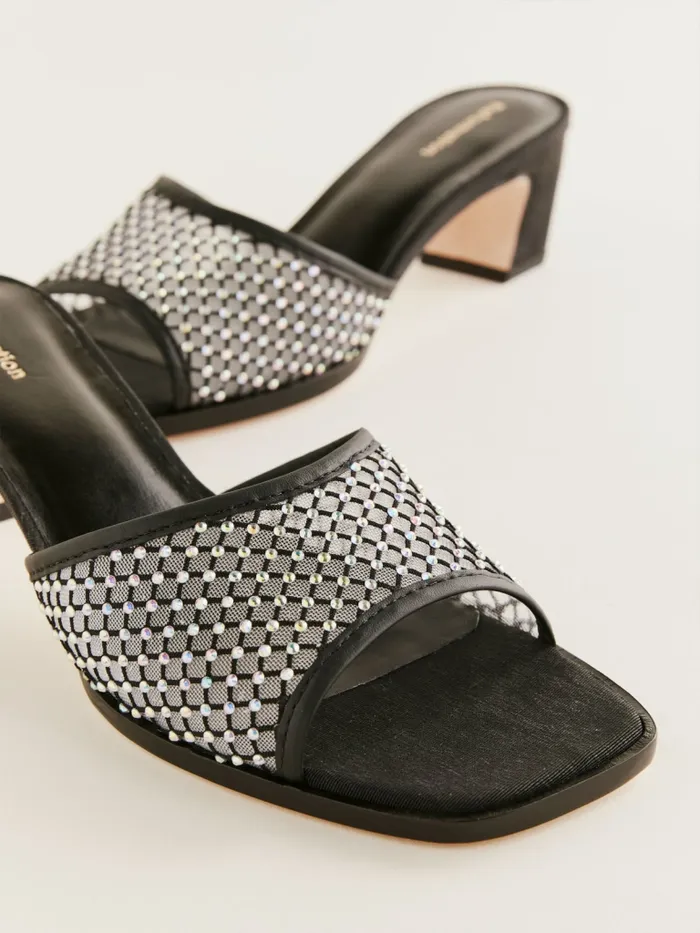 Reformation Sandals Scout Heeled Sandal Black Rhinestone Mesh 8211 Women Reformation Sandals Scout Heeled Sandal Black Rhinestone Mesh 8211 Women