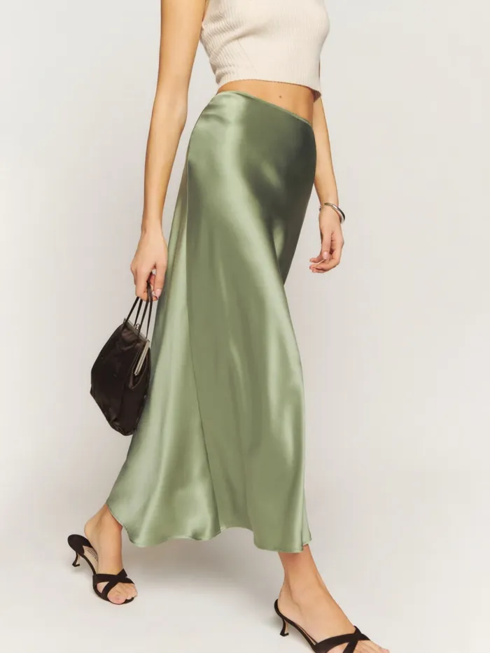 Reformation Skirts Layla Silk Skirt Artichoke 8211 Women Reformation Skirts Layla Silk Skirt Artichoke 8211 Women