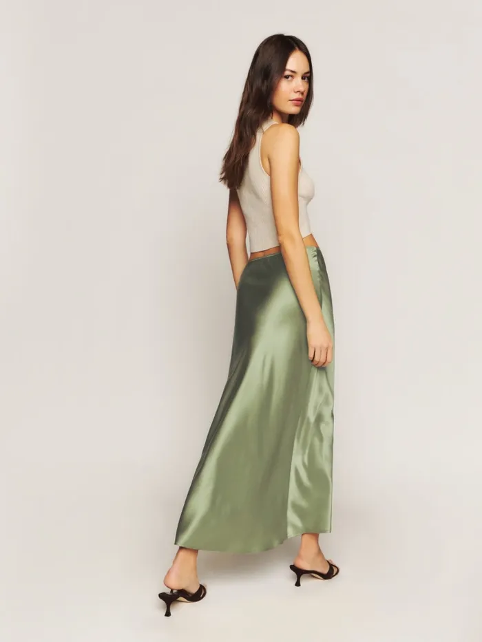 Reformation Skirts Layla Silk Skirt Artichoke 8211 Women Reformation Skirts Layla Silk Skirt Artichoke 8211 Women