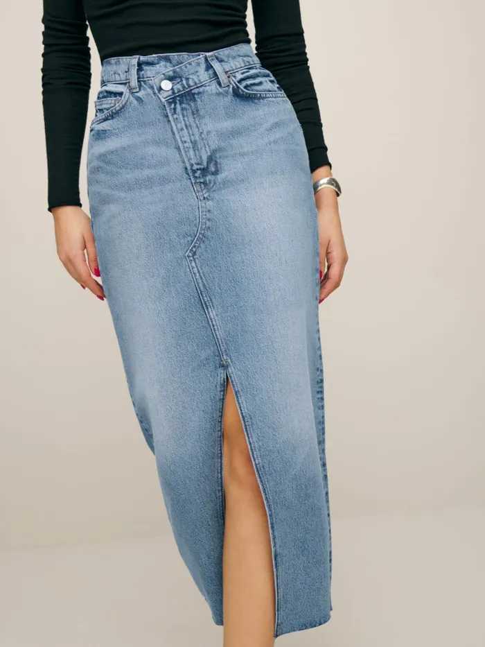 Reformation Skirts Nila Long Denim Skirt Galway 8211 Women Reformation Skirts Nila Long Denim Skirt Galway 8211 Women