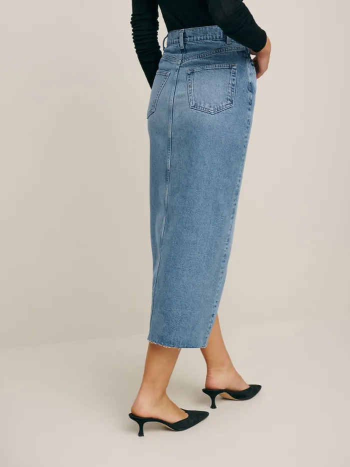 Reformation Skirts Nila Long Denim Skirt Galway 8211 Women Reformation Skirts Nila Long Denim Skirt Galway 8211 Women