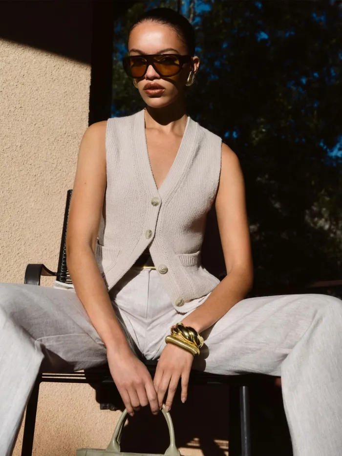 Reformation Sweaters Emmy Cotton Cashmere Sweater Vest Gossamer 8211 Women