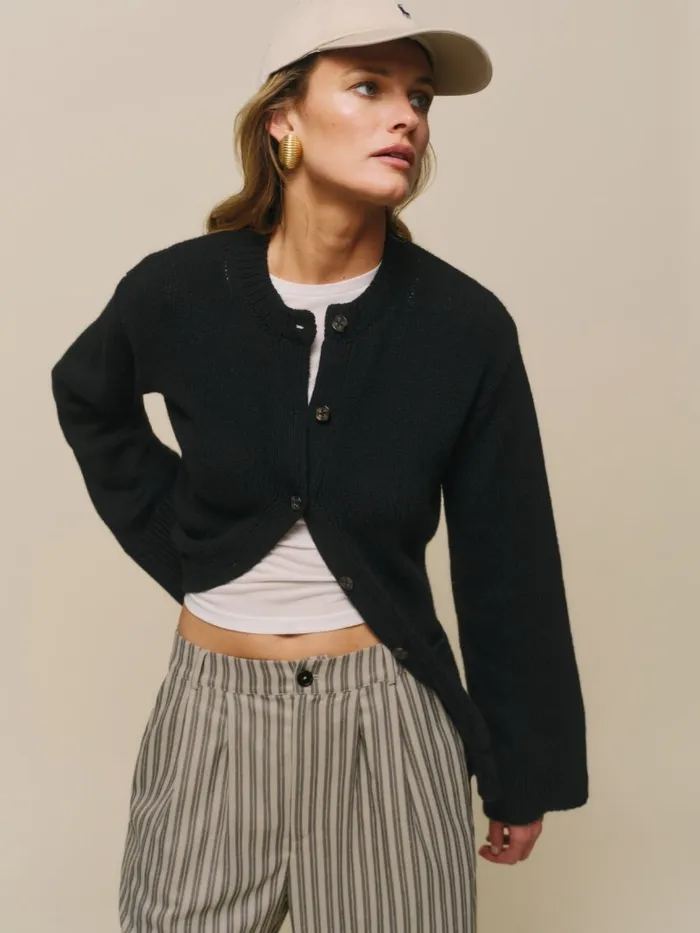 Reformation Sweaters Franco Split Hem Cardigan Black 8211 Women