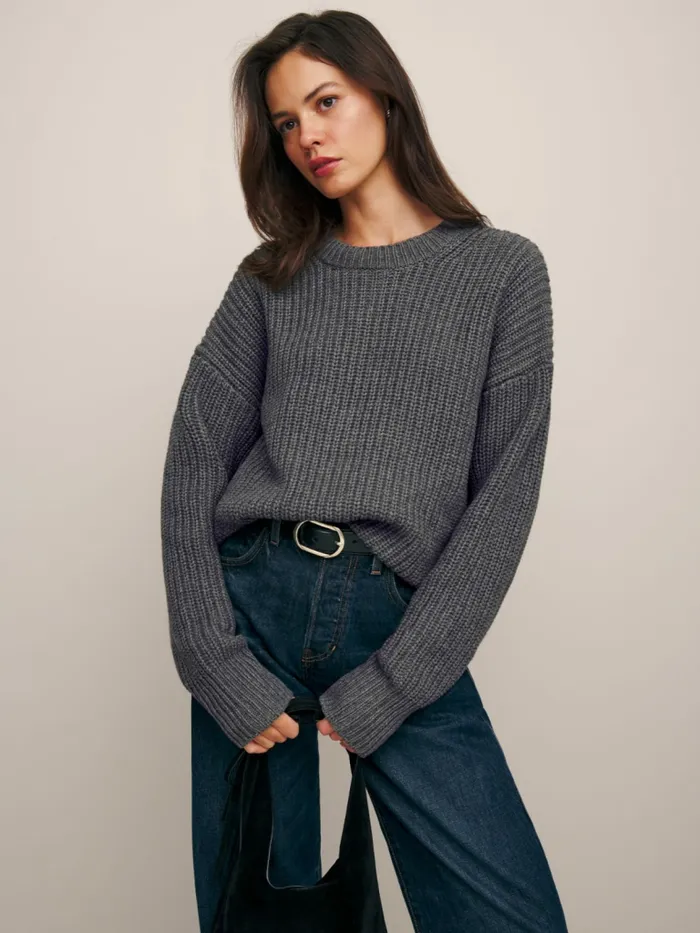 Reformation Sweaters Sam Cotton Cashmere Oversized Crew Sweater Thunder 8211 Women Reformation Sweaters Sam Cotton Cashmere Oversized Crew Sweater Thunder 8211 Women