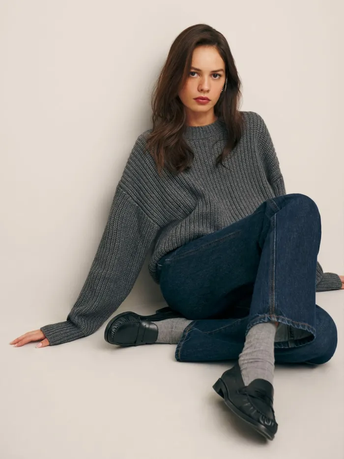 Reformation Sweaters Sam Cotton Cashmere Oversized Crew Sweater Thunder 8211 Women Reformation Sweaters Sam Cotton Cashmere Oversized Crew Sweater Thunder 8211 Women