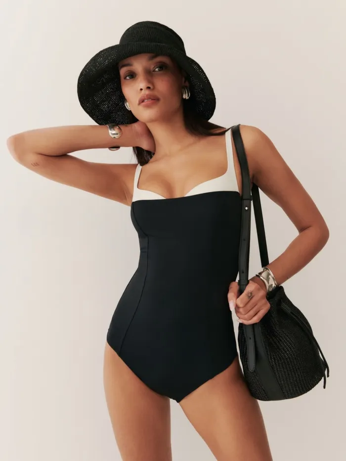 Reformation Swim Tossa One Piece Swimsuit Blackwhite 8211 Women
