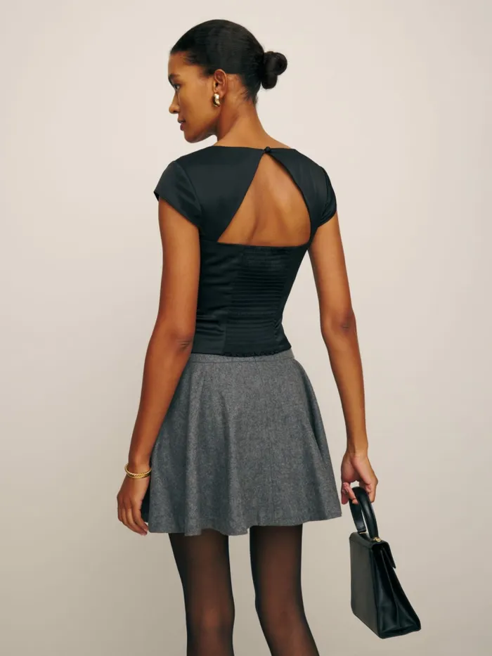 Reformation Tops Cora Satin Top Black 8211 Women Reformation Tops Cora Satin Top Black 8211 Women
