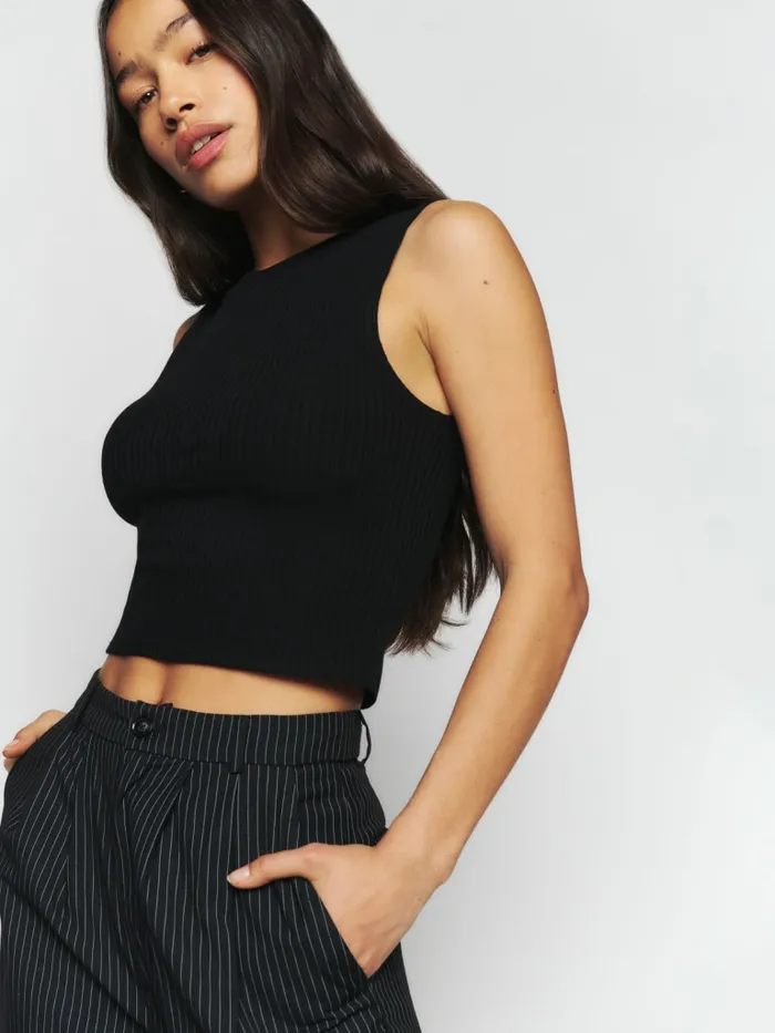 Reformation Tops Daxton Knit Top Black 8211 Women