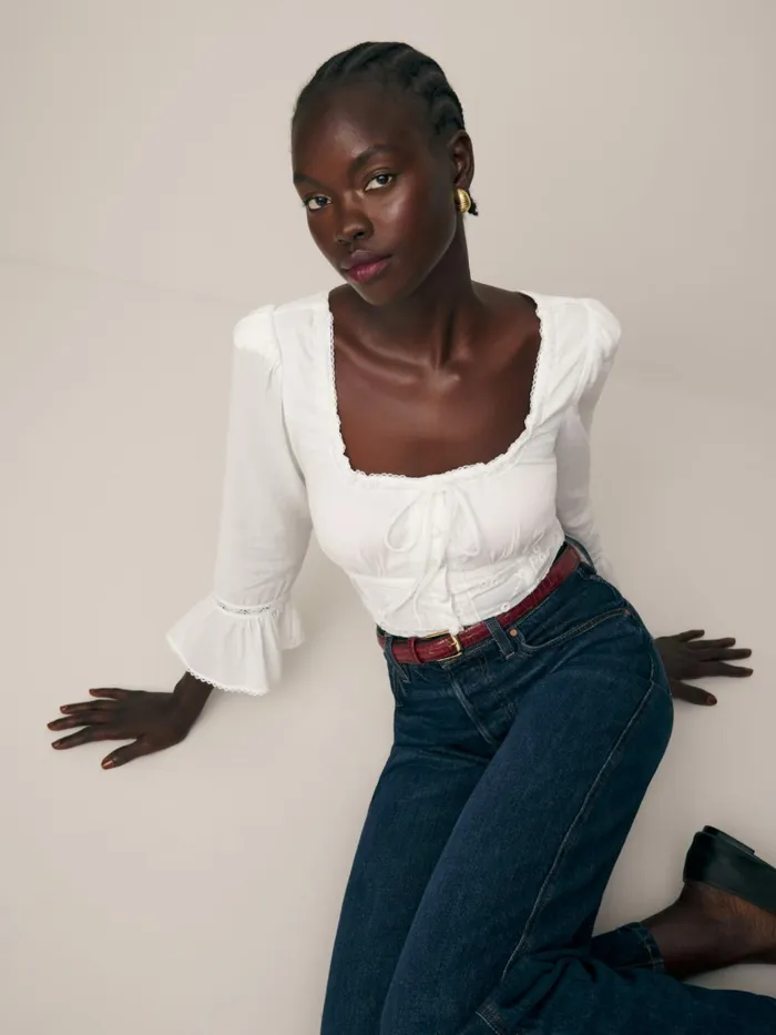 Reformation Tops Heidi Top White 8211 Women Reformation Tops Heidi Top White 8211 Women