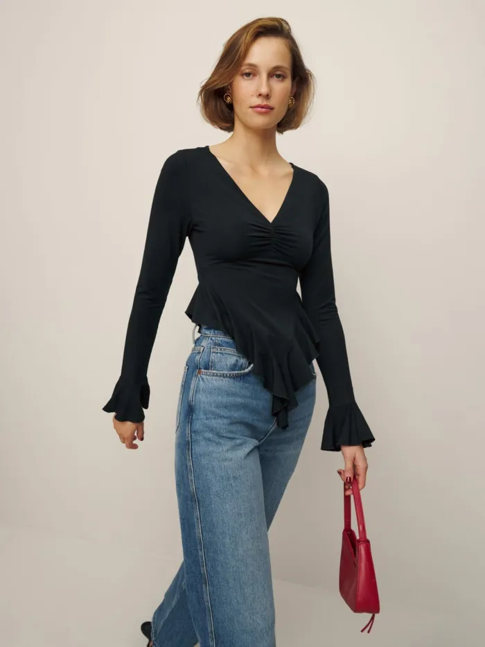 Reformation Tops Marcia Knit Top Black 8211 Women