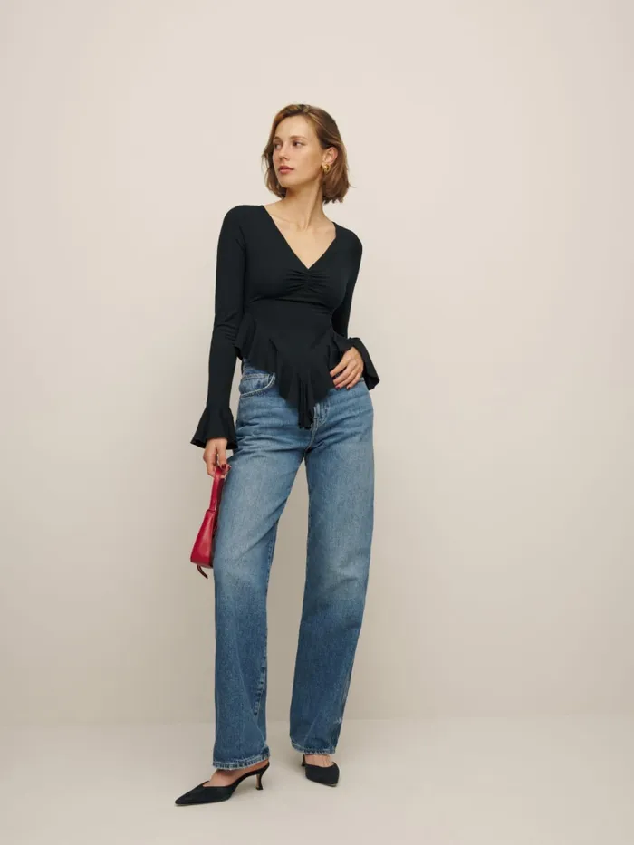 Reformation Tops Marcia Knit Top Black 8211 Women