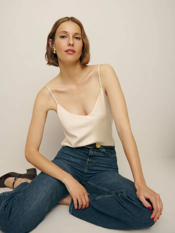 Reformation Tops Teddy Satin Top Almond 8211 Women Reformation Tops Teddy Satin Top Almond 8211 Women
