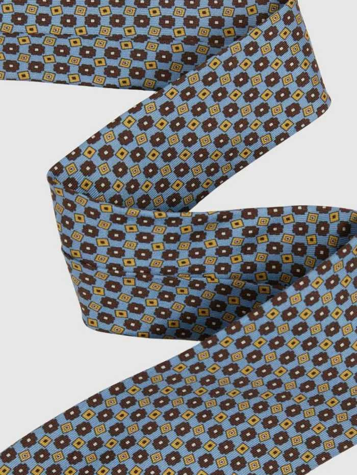 REISS Ties and Pocket Squares Men Silk Floral Print Tie Soft Blue