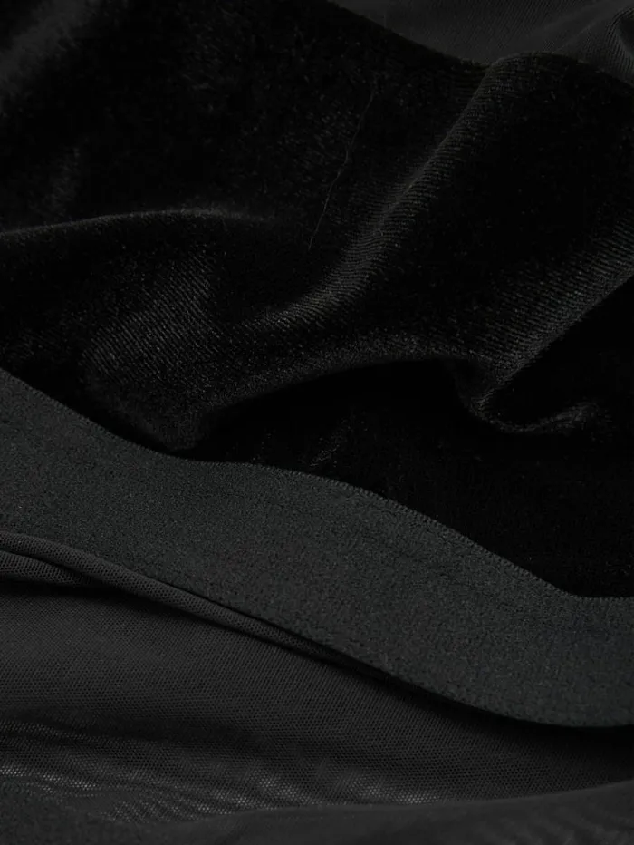 REISS Tops Women Velvet And Mesh Bodysuit Black