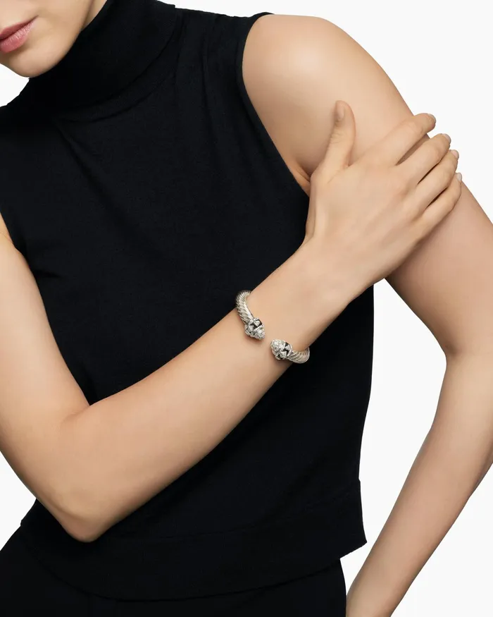 Renaissance Classic Cable Bracelet In Sterling Silver With Diamonds 9mm Women David Yurman Cuff Renaissance Classic Cable Bracelet In Sterling Silver With Diamonds 9mm Women David Yurman Cuff