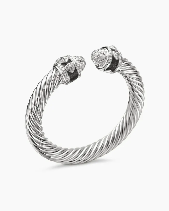 Renaissance Classic Cable Bracelet In Sterling Silver With Diamonds 9mm Women David Yurman Cuff Renaissance Classic Cable Bracelet In Sterling Silver With Diamonds 9mm Women David Yurman Cuff