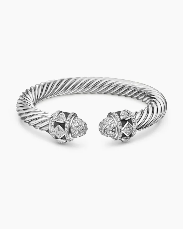 Renaissance Classic Cable Bracelet In Sterling Silver With Diamonds 9mm Women David Yurman Cuff Renaissance Classic Cable Bracelet In Sterling Silver With Diamonds 9mm Women David Yurman Cuff