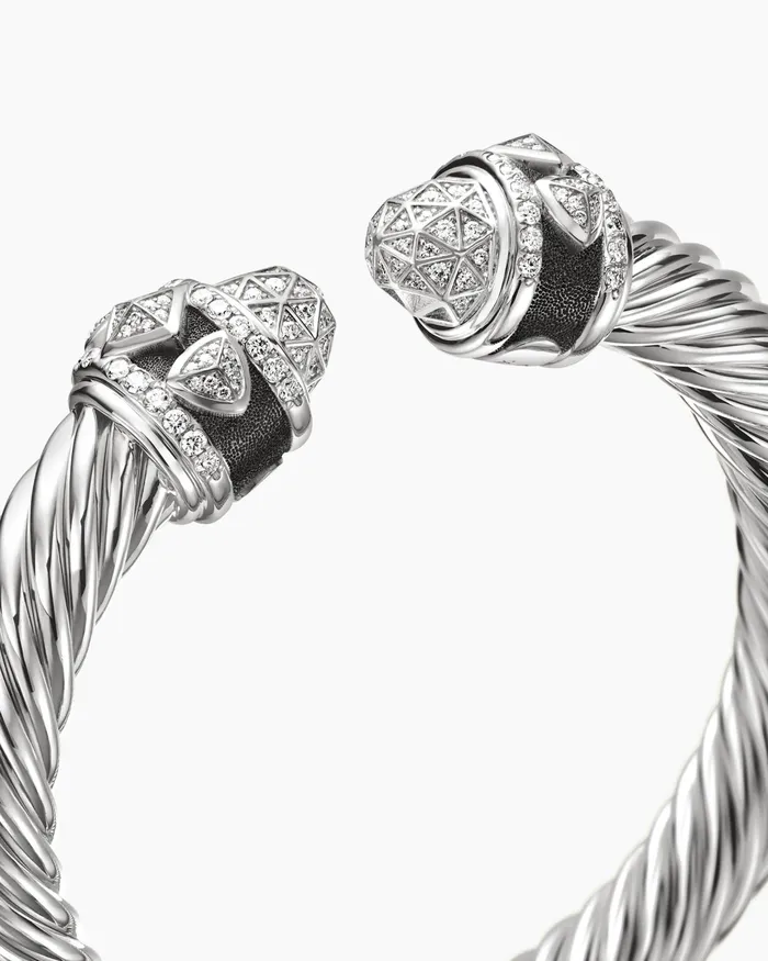 Renaissance Classic Cable Bracelet In Sterling Silver With Diamonds 9mm Women David Yurman Cuff Renaissance Classic Cable Bracelet In Sterling Silver With Diamonds 9mm Women David Yurman Cuff