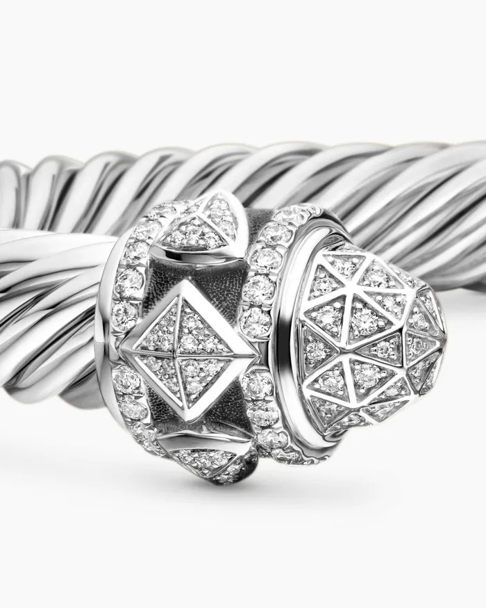 Renaissance Classic Cable Bracelet In Sterling Silver With Diamonds 9mm Women David Yurman Cuff Renaissance Classic Cable Bracelet In Sterling Silver With Diamonds 9mm Women David Yurman Cuff