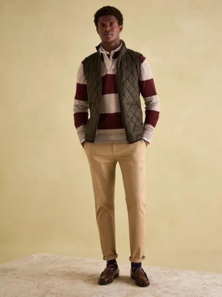 Rugby Shirts Men Joules Burgundy and Cream Knitted Rugby Shirt
