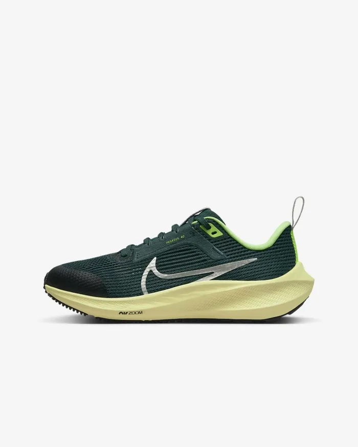 Running Kids Nike Air Zoom Pegasus 40 Deep Jungleluminous Greenlime Blastmetallic Platinum Running Kids Nike Air Zoom Pegasus 40 Deep Jungleluminous Greenlime Blastmetallic Platinum