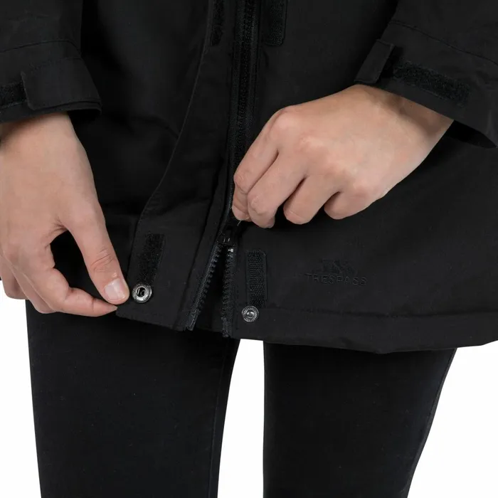 San Fran Waterproof Parka Jacket Black Women Trespass Parka Coats