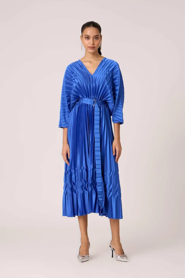 Scarlet Sage Dresses Adeline Maxi Satin Dress 8211 Azure Blue 8211 Women