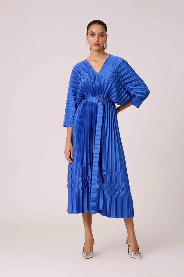 Scarlet Sage Dresses Adeline Maxi Satin Dress 8211 Azure Blue 8211 Women