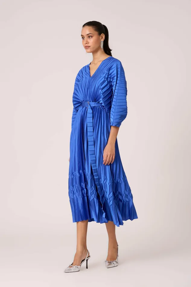 Scarlet Sage Dresses Adeline Maxi Satin Dress 8211 Azure Blue 8211 Women