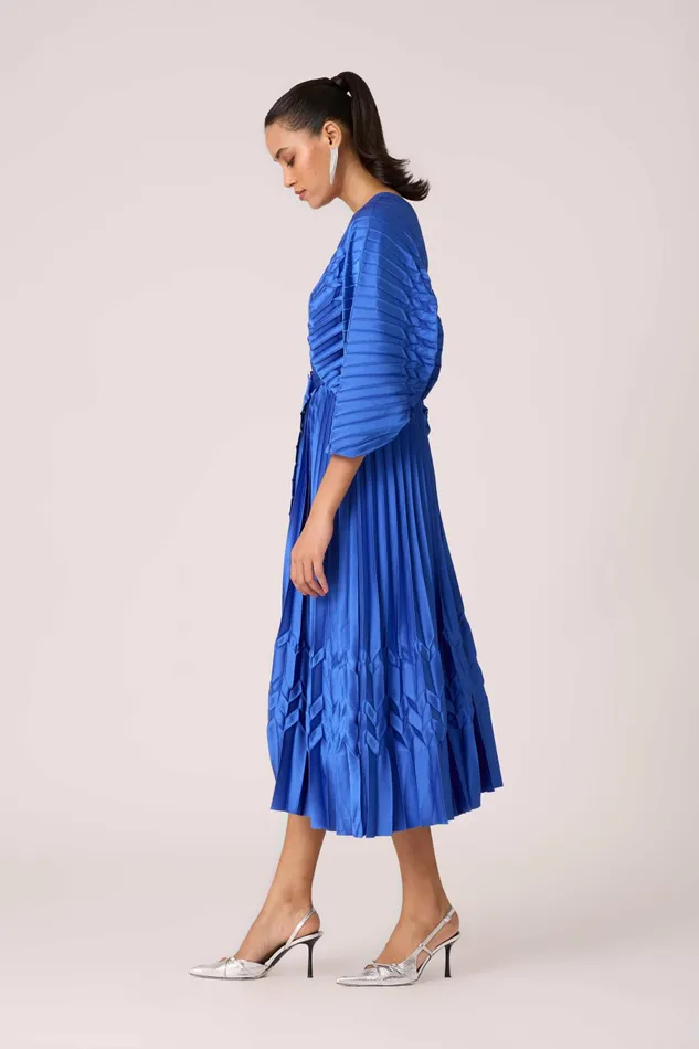 Scarlet Sage Dresses Adeline Maxi Satin Dress 8211 Azure Blue 8211 Women