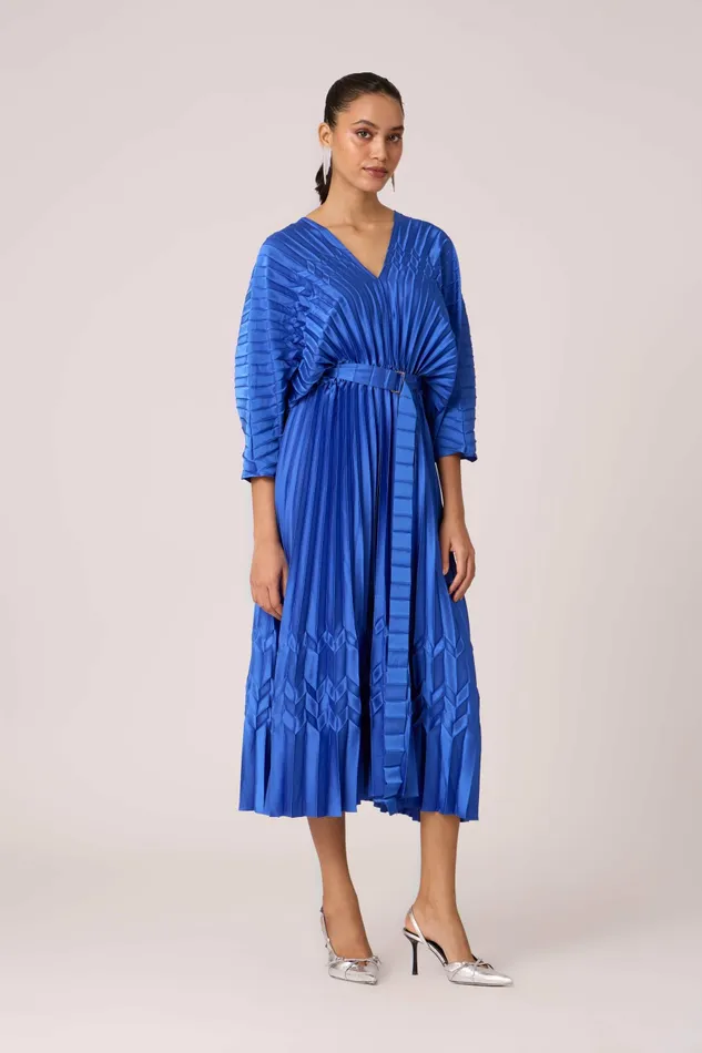 Scarlet Sage Dresses Adeline Maxi Satin Dress 8211 Azure Blue 8211 Women