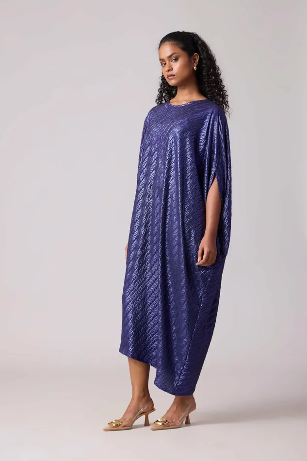 Scarlet Sage Dresses Aurelia Dress 8211 Chevron Pleated Blue 8211 Women