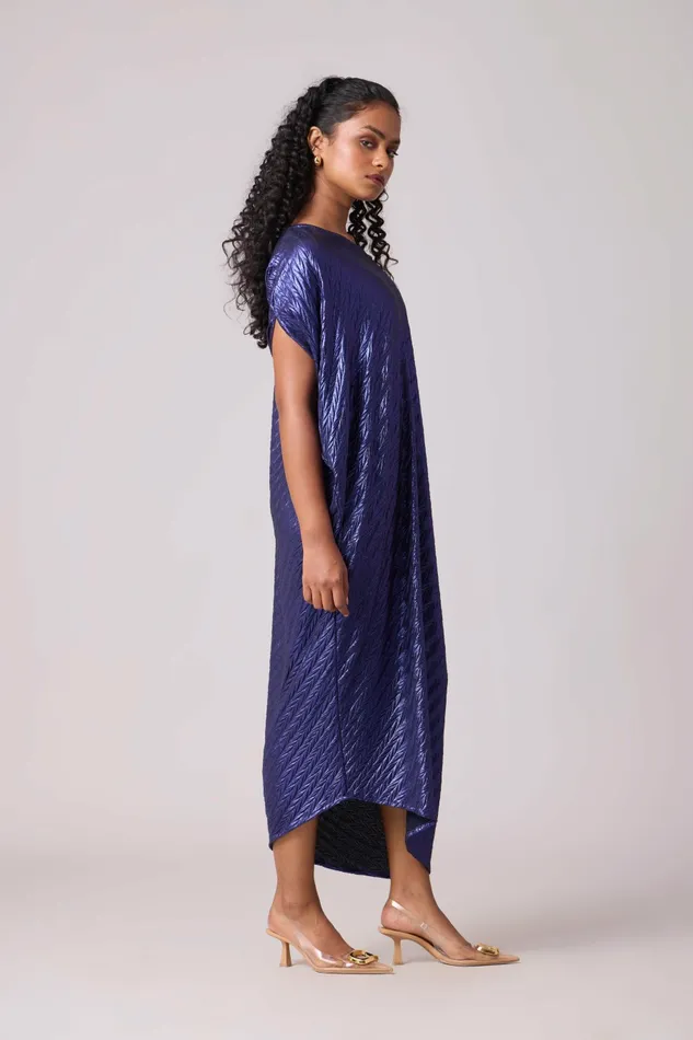 Scarlet Sage Dresses Aurelia Dress 8211 Chevron Pleated Blue 8211 Women