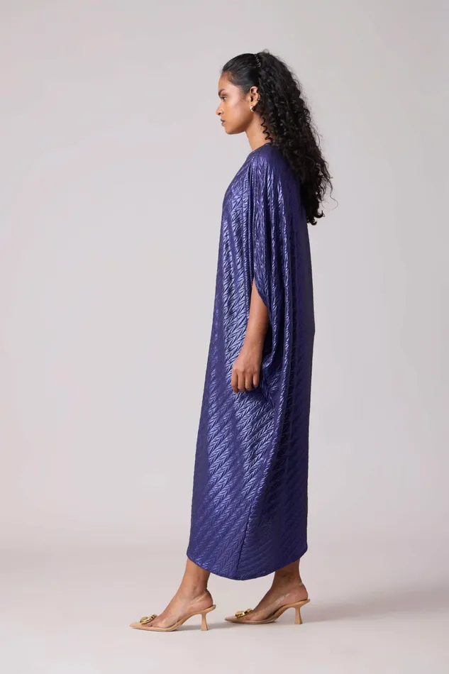 Scarlet Sage Dresses Aurelia Dress 8211 Chevron Pleated Blue 8211 Women