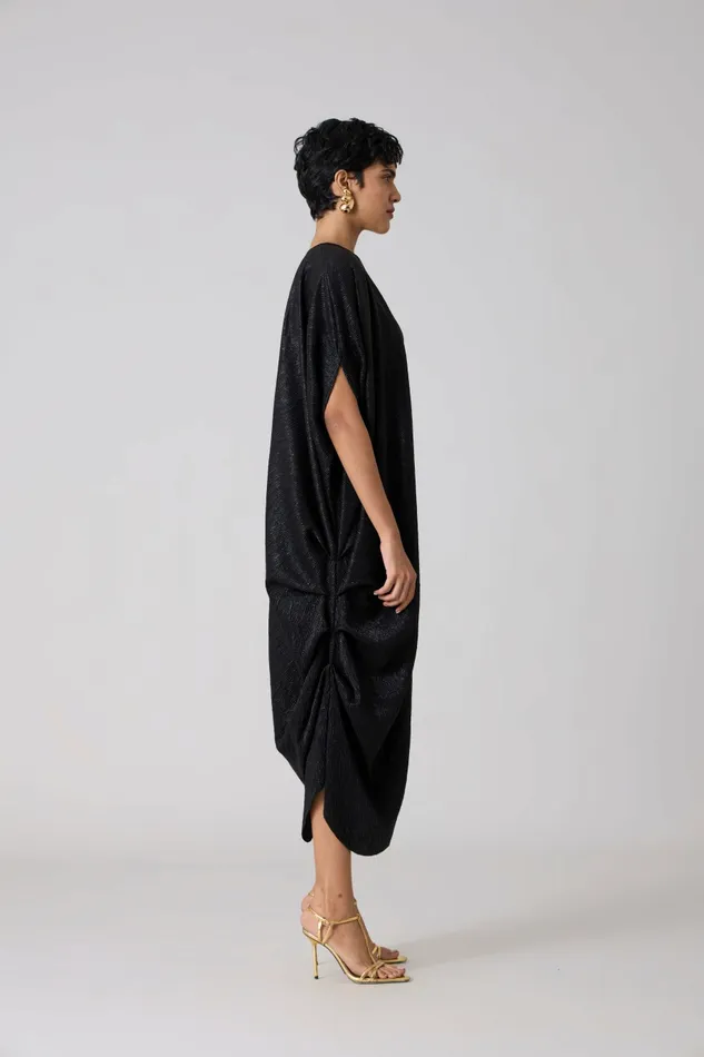 Scarlet Sage Dresses Ophelia Dress 8211 Textured Metallic Black 8211 Women
