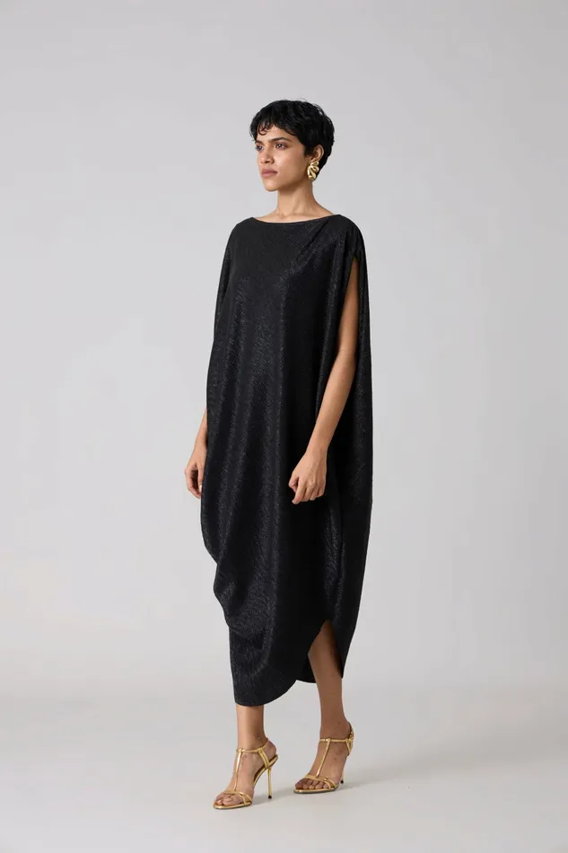 Scarlet Sage Dresses Ophelia Dress 8211 Textured Metallic Black 8211 Women