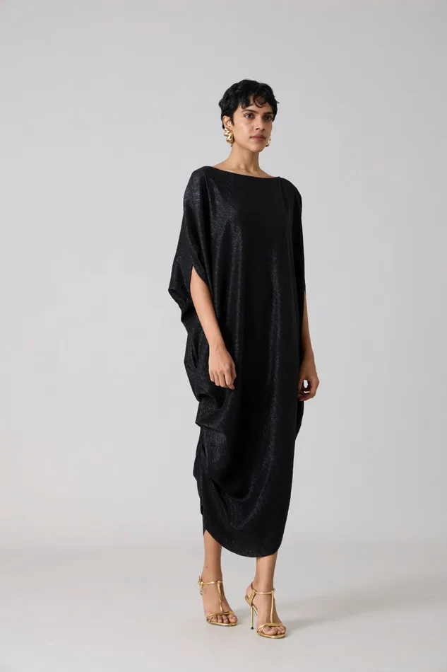 Scarlet Sage Dresses Ophelia Dress 8211 Textured Metallic Black 8211 Women
