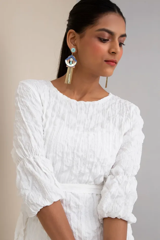 Scarlet Sage Gissa Bicalho Celeste Chain Tassel Earrings 8211 Blue and Aqua 8211 Women
