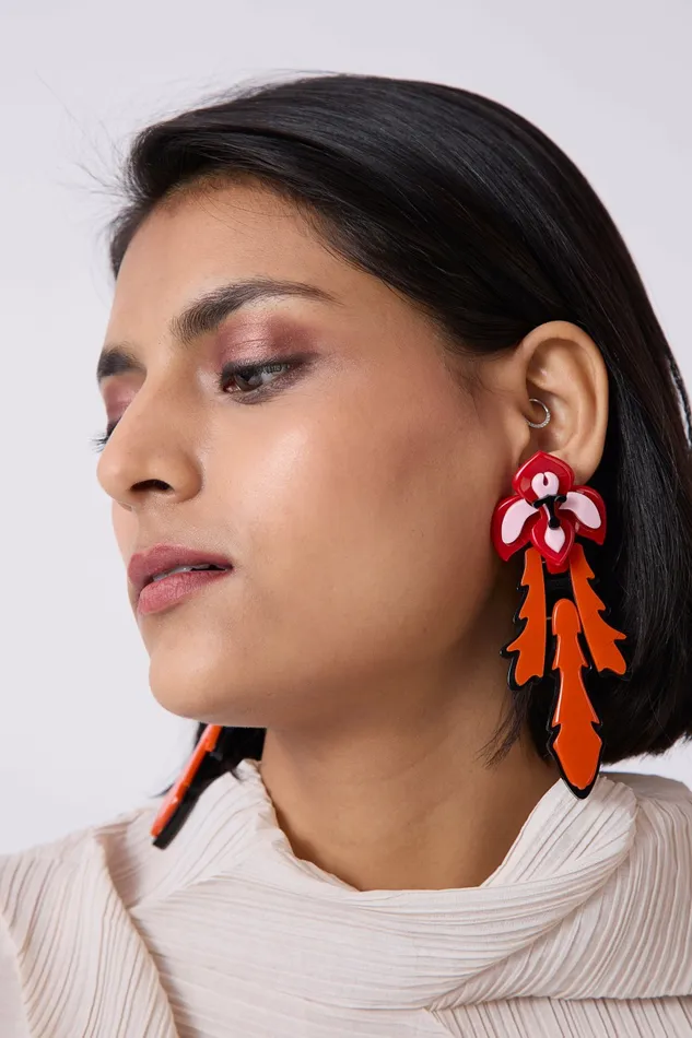 Scarlet Sage Gissa Bicalho Viola Earrings 8211 Red Orange 8211 Women