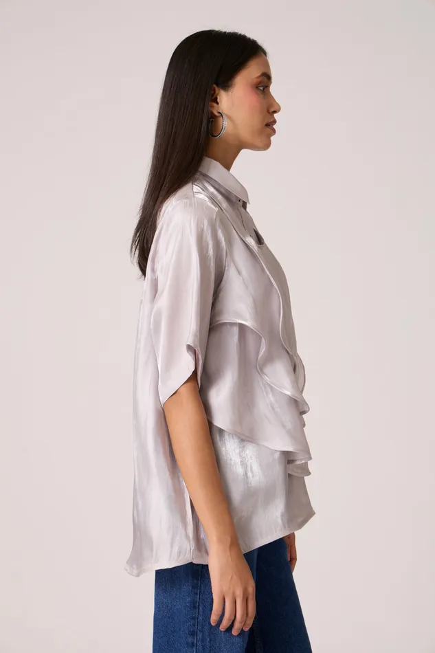 Scarlet Sage Tops Anais Organza Shirt 8211 Mercury Grey 8211 Women