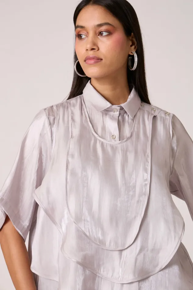 Scarlet Sage Tops Anais Organza Shirt 8211 Mercury Grey 8211 Women