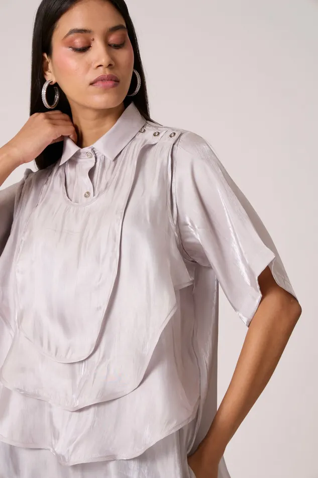 Scarlet Sage Tops Anais Organza Shirt 8211 Mercury Grey 8211 Women