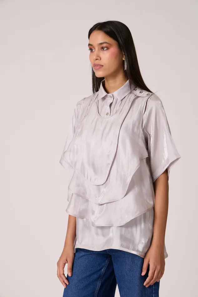 Scarlet Sage Tops Anais Organza Shirt 8211 Mercury Grey 8211 Women