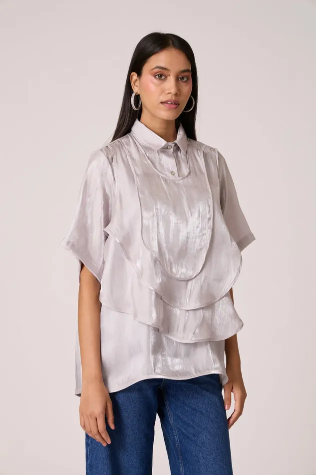 Scarlet Sage Tops Anais Organza Shirt 8211 Mercury Grey 8211 Women