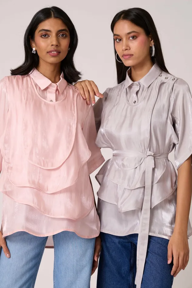 Scarlet Sage Tops Anais Organza Shirt 8211 Mercury Grey 8211 Women