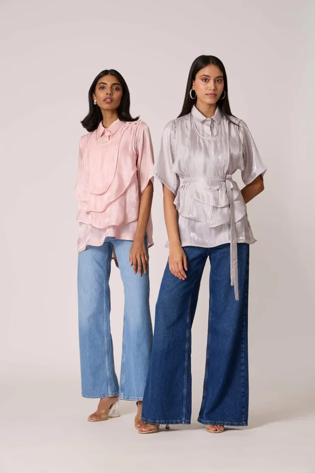 Scarlet Sage Tops Anais Organza Shirt 8211 Mercury Grey 8211 Women