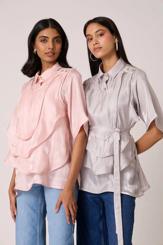 Scarlet Sage Tops Anais Organza Shirt 8211 Mercury Grey 8211 Women