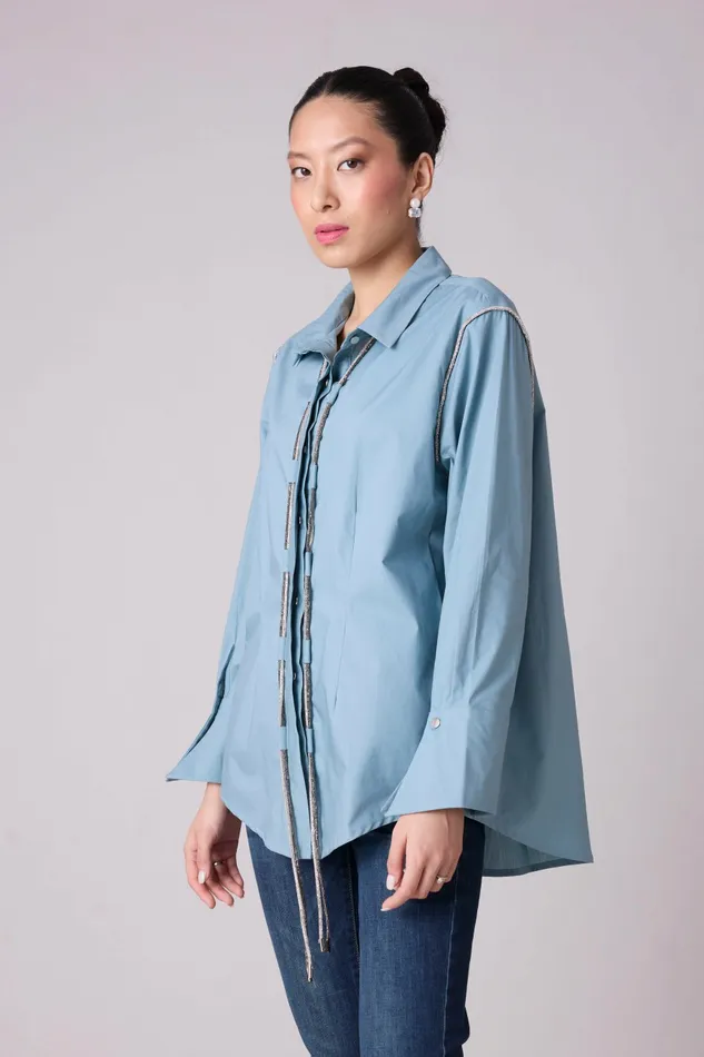 Scarlet Sage Tops Lorenza Shirt 8211 Stone Blue 8211 Women