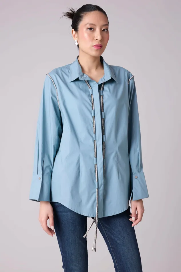 Scarlet Sage Tops Lorenza Shirt 8211 Stone Blue 8211 Women