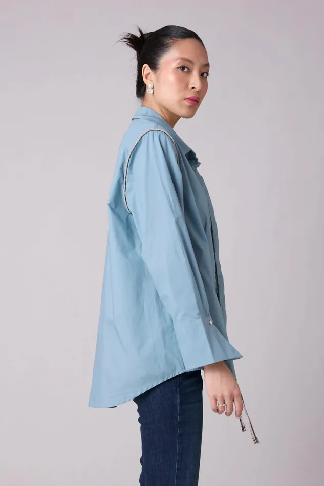 Scarlet Sage Tops Lorenza Shirt 8211 Stone Blue 8211 Women